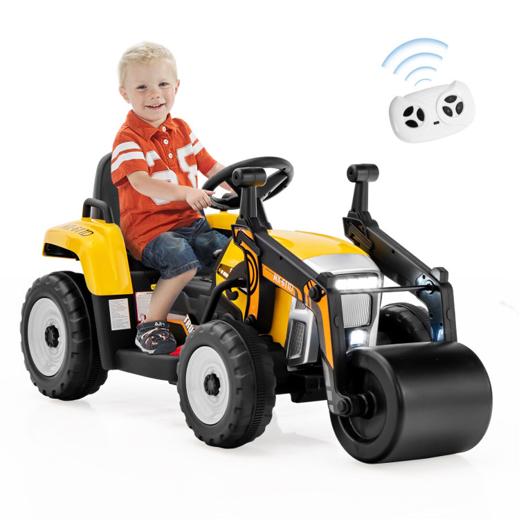 12V Kids Ride on Road Roller with 2.4G Remote Control-YellowCostway Gallery View 7 of 10